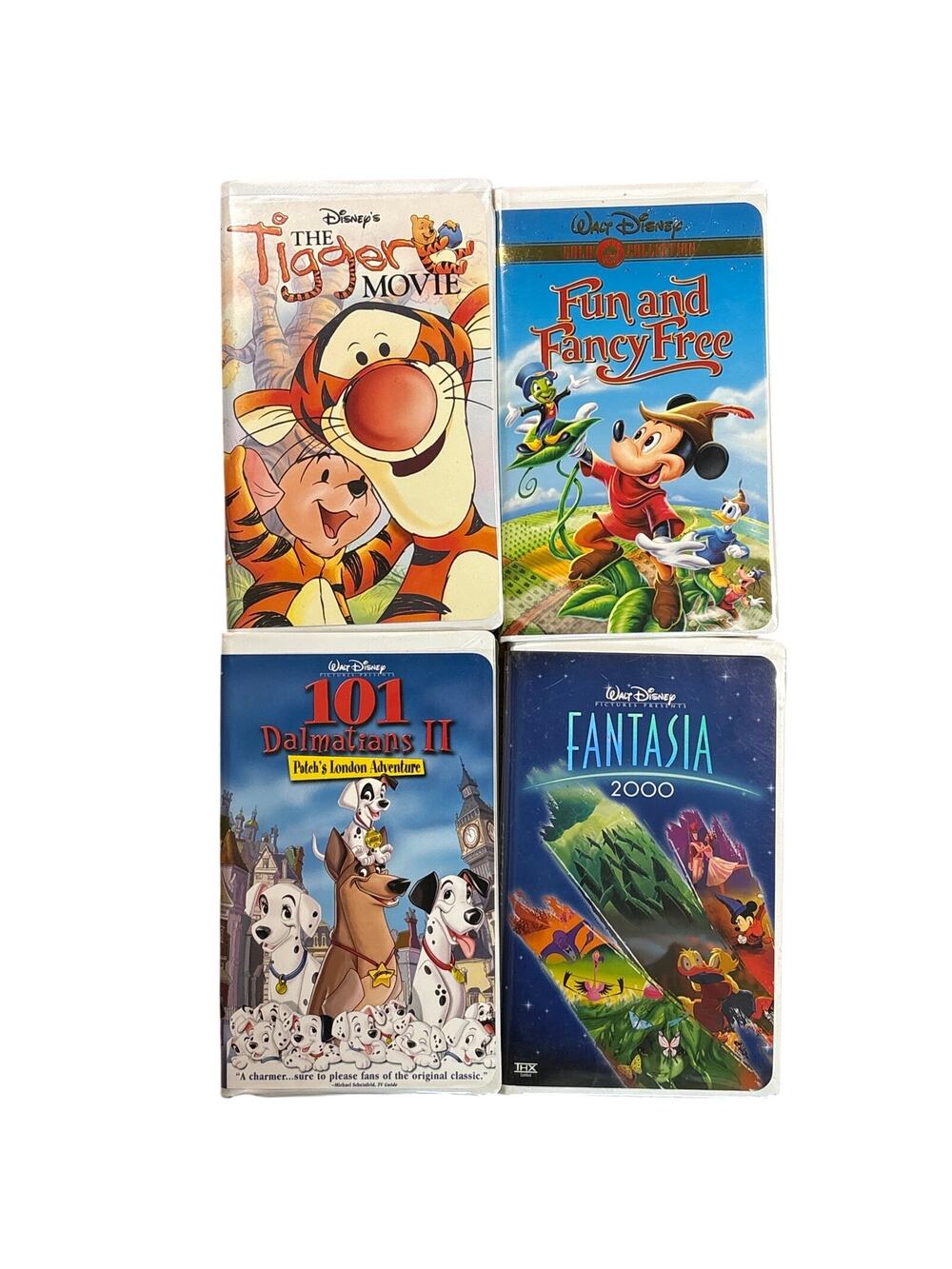 Vtg Disney 4 VHS bundle Fantasia 2000 101 Dalmatians 2 tigger Fun fancy free